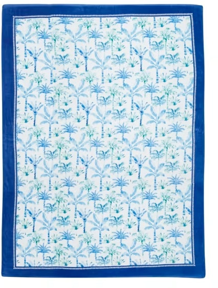 Cotton Velour Beach Blanket - Palms Blue