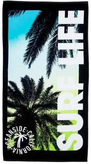 Cotton Velour Beach Towel - Surf Black