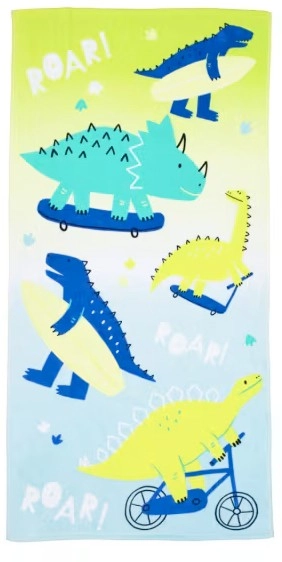 Cotton Velour Kids Beach Towel - Dino