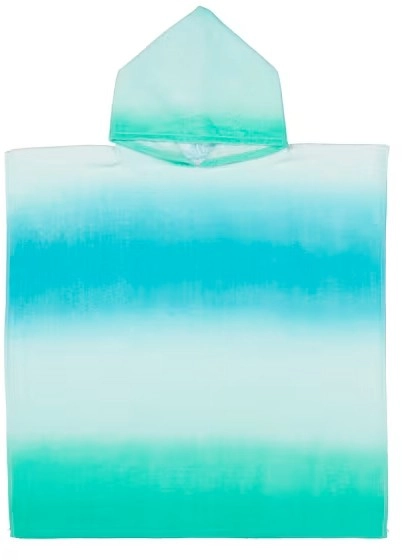 Cotton Velour Kids Hooded Beach Towel - Blue and Green Ombre