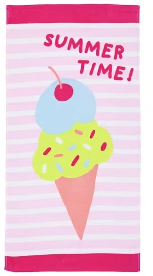 Cotton Velour Terry Beach Towel - Ice Cream