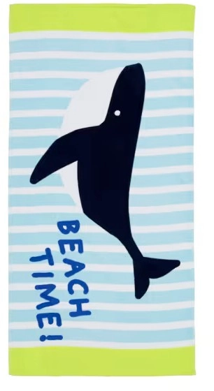 Cotton Velour Terry Beach Towel - Whale