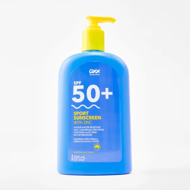 OXX Skincare SPF 50+ Sport Sunscreen 500ml - Zinc and Aloe Vera