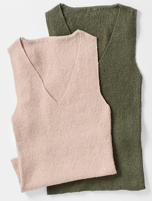 Sleeveless True Knit Textured V-Neck Top