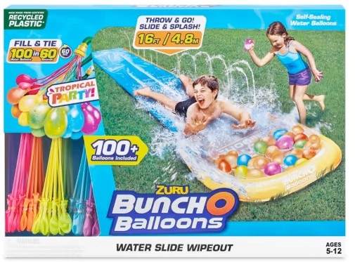 Zuru Bunch O Balloons Water Slide Wipeout and Self-Sealing Water Balloons Set