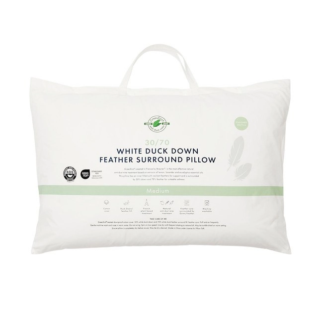 30/70 Duck Down Feather Surround Medium Pillow by Greenfirst®