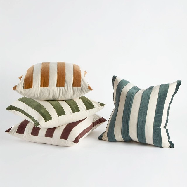 Ariana Velvet Stripe Square Cushion by Habitat