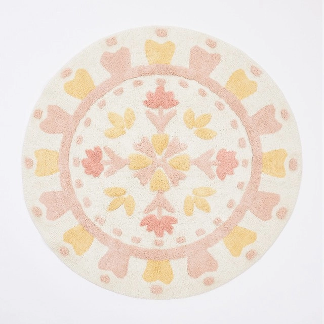 Floral Bloom Round Blush Pink Bath Mat by Habitat