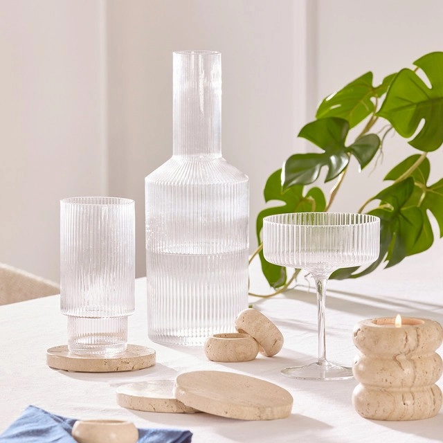 Mila Ribbed Crystal Glass Carafe by M.U.S.E.