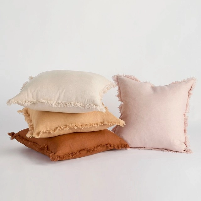 Sahara Linen Fringed Square Cushion by M.U.S.E.