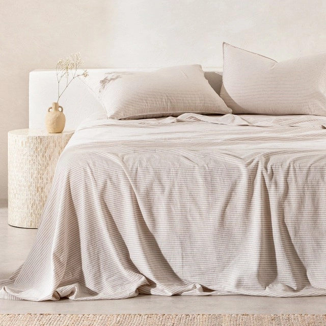 Striped Linen Cotton Sheet Set by Habitat