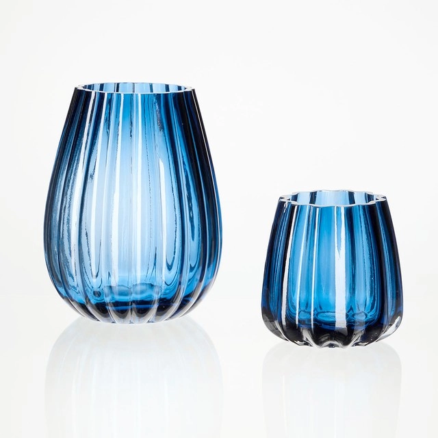 Walter Blue Glass Candle Holder by M.U.S.E.