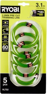 Ryobi 5 Pack Of 2.0mm Pre‑Cut Spools