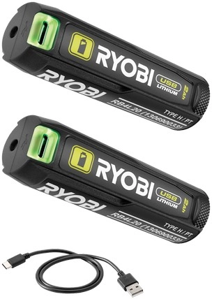 Ryobi USB 2.0Ah Battery/Power Bank Twin Pack