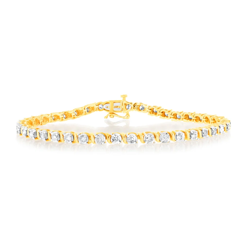 10ct Yellow Gold 2 Carat Diamond Tennis Bracelet – Shiels Jewellers