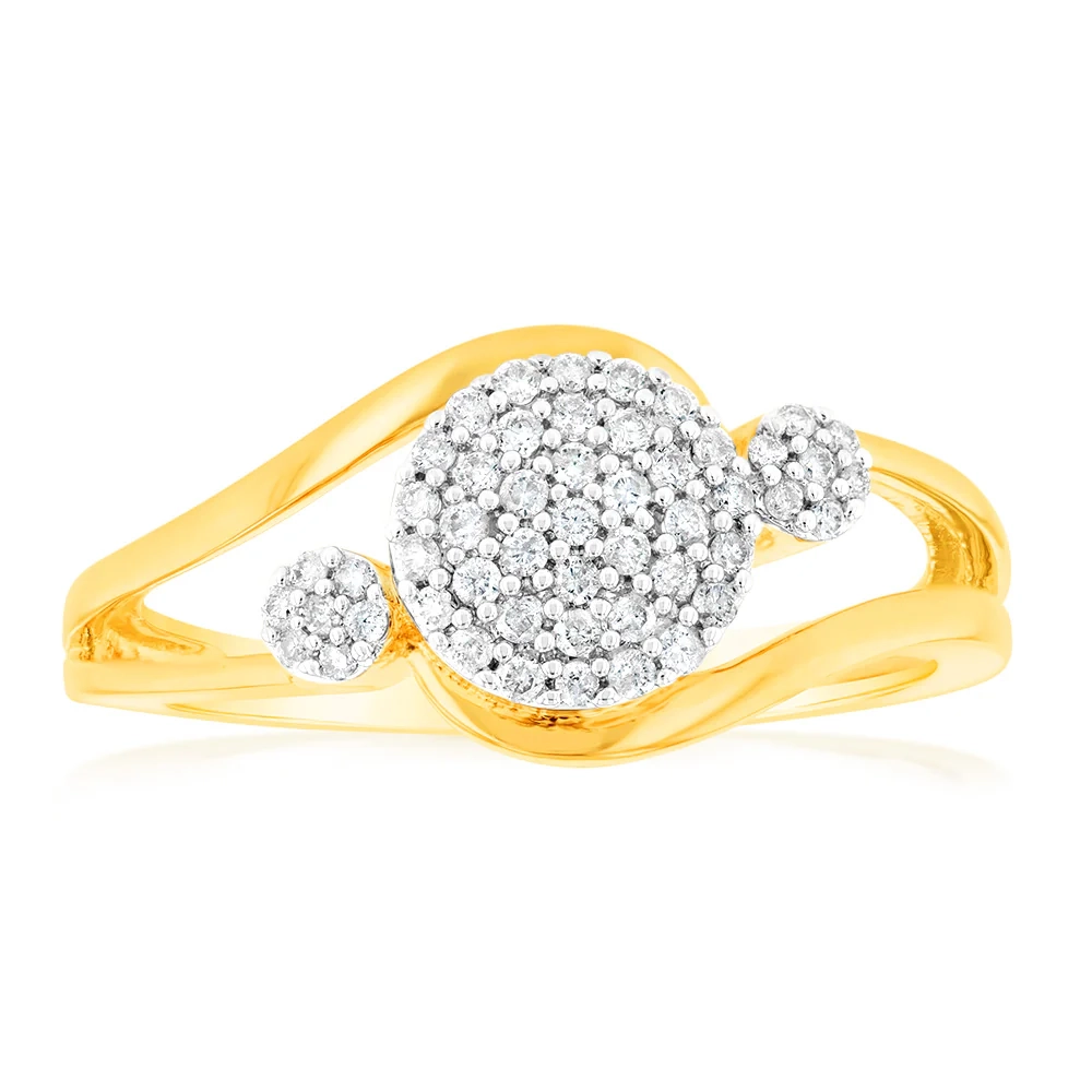 1/6 Carat Diamond Cluster Ring in 9ct Yellow Gold – Shiels Jewellers