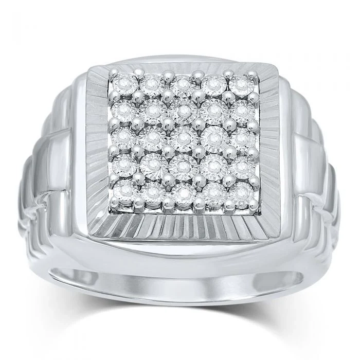 25 Diamonds Gents Ring in Sterling Silver – Shiels Jewellers