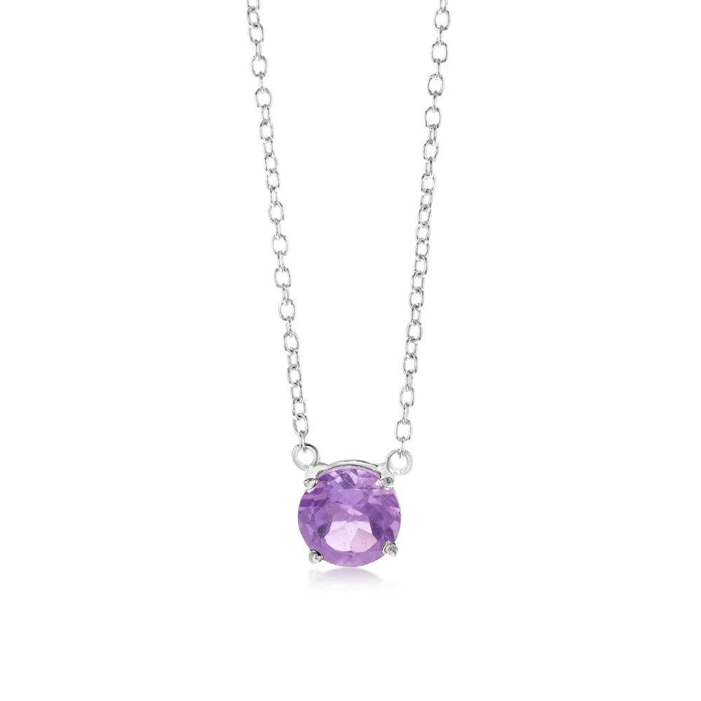 7mm Natural Amethyst Pendant in Sterling Silver with Chain – Shiels Jewellers