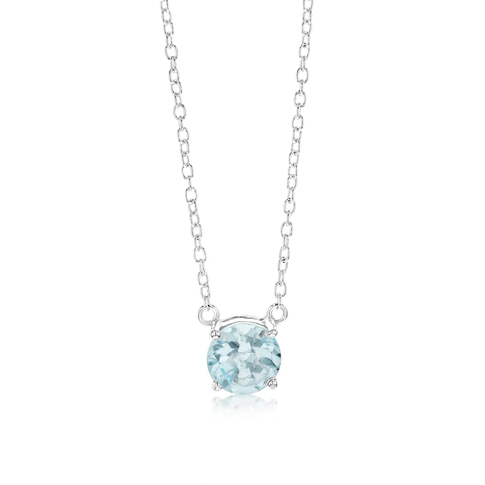 7mm Natural Blue Topaz Pendant in Sterling Silver with Chain – Shiels Jewellers