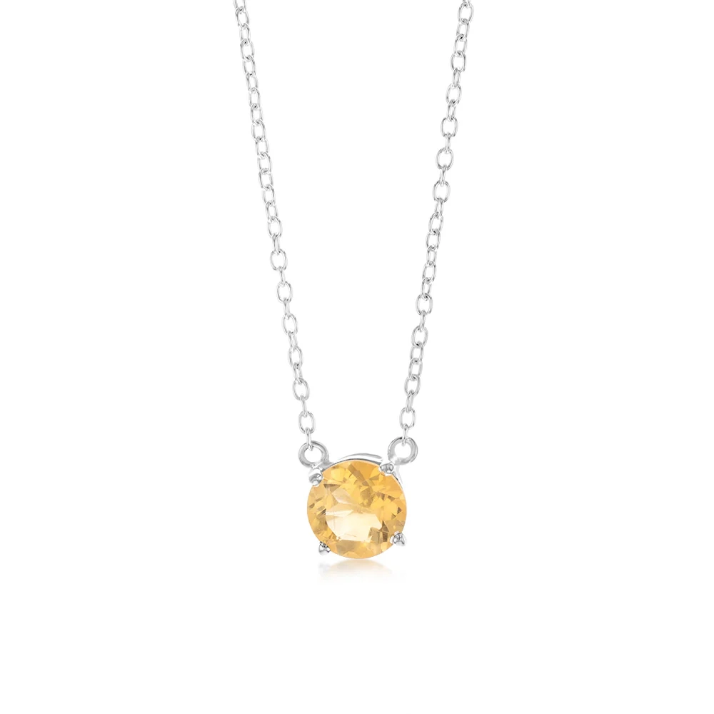 7mm Natural Citrine Pendant in Sterling Silver with Chain – Shiels Jewellers