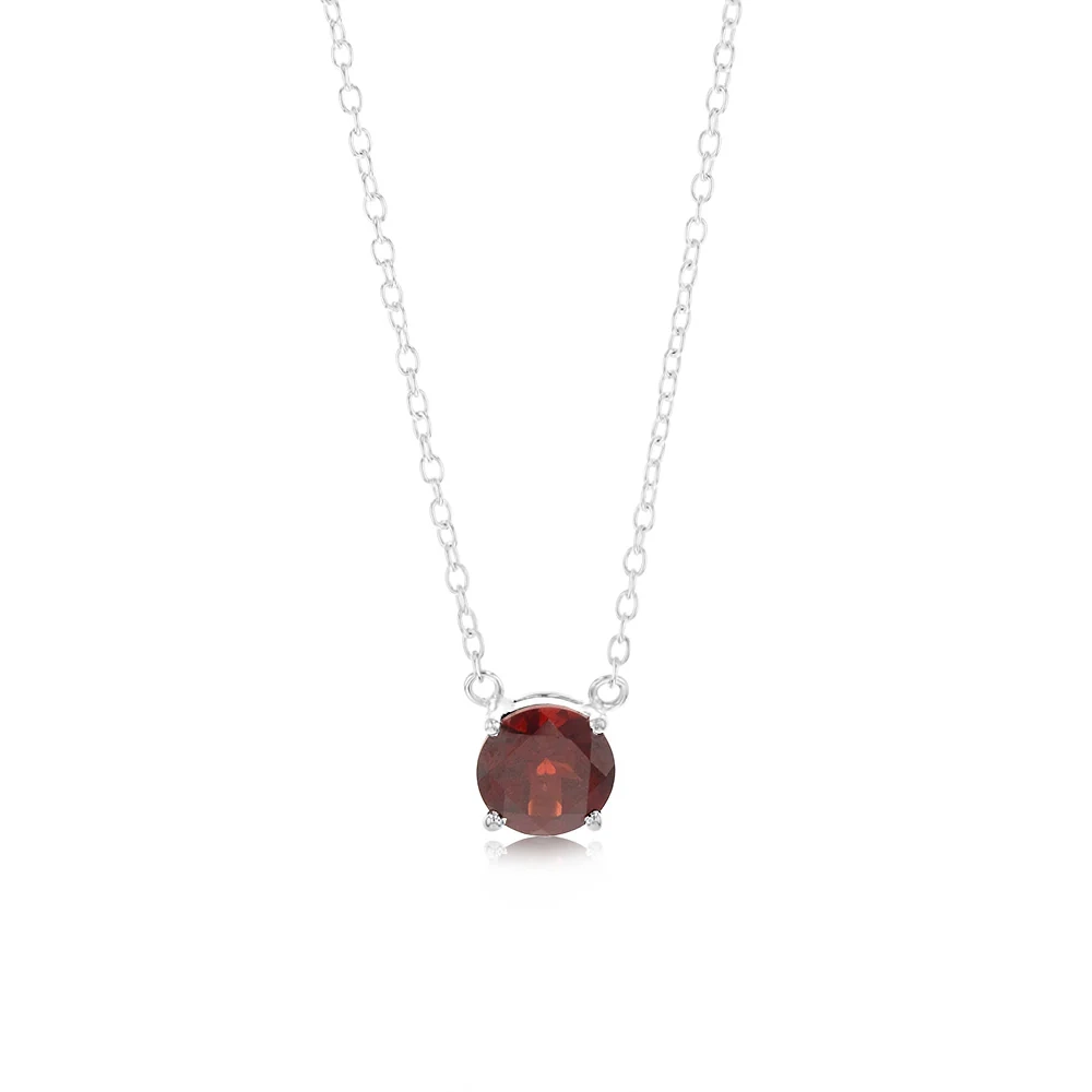 7mm Natural Garnet Pendant in Sterling Silver with Chain – Shiels Jewellers