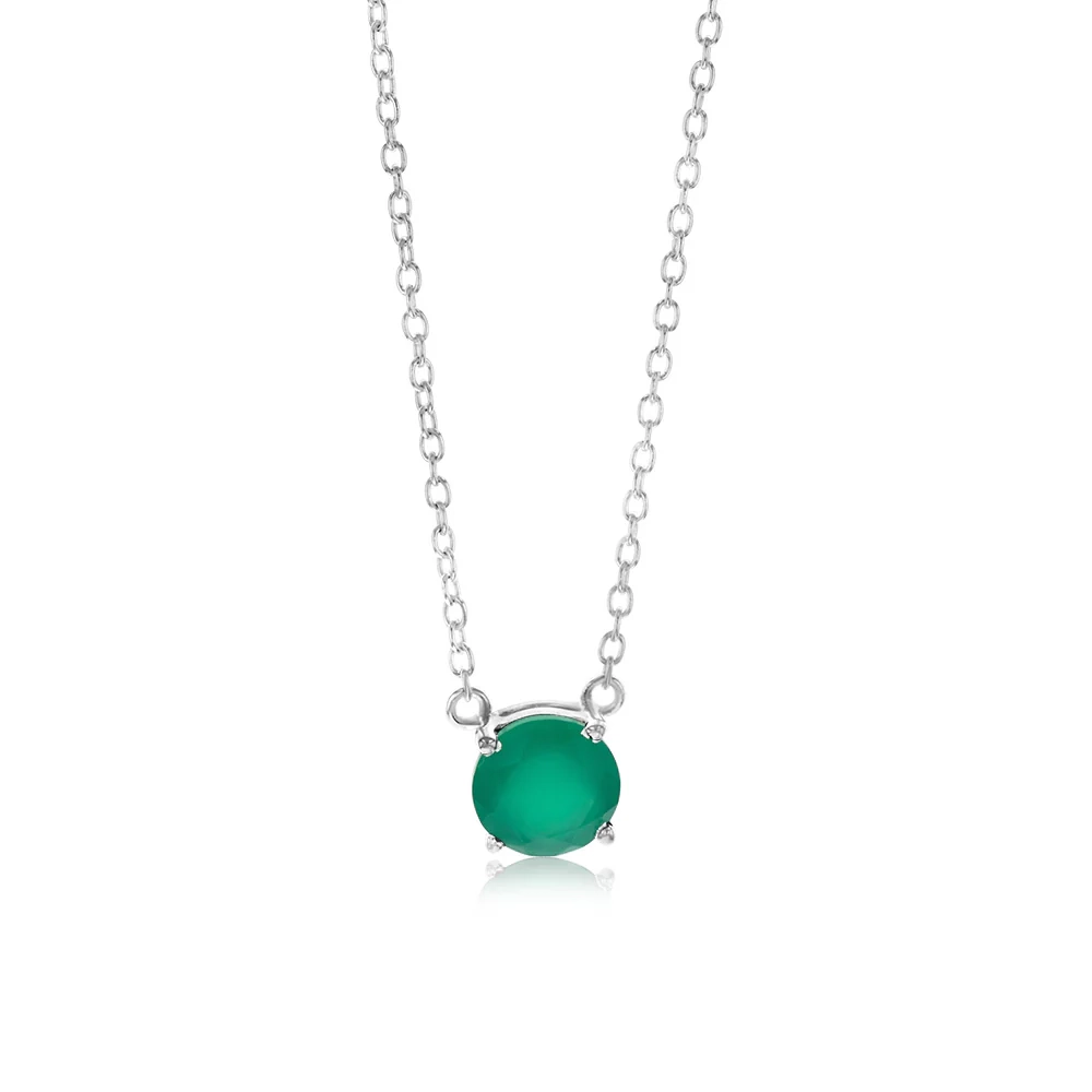 7mm Natural Green Onyx Pendant in Sterling Silver with Chain – Shiels Jewellers