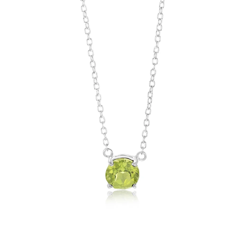 7mm Natural Peridot Pendant in Sterling Silver with Chain – Shiels Jewellers