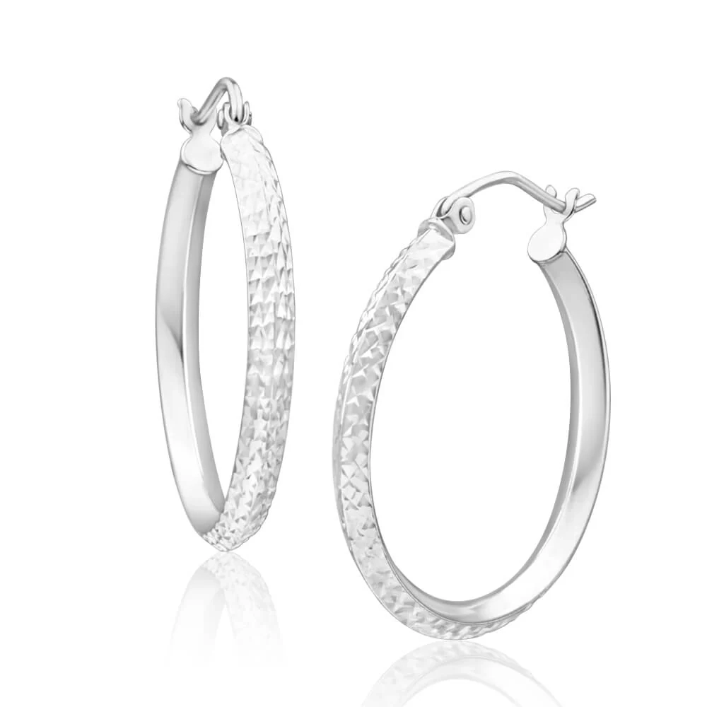 9ct Charming White Gold 20mm Hoop Earrings – Shiels Jewellers