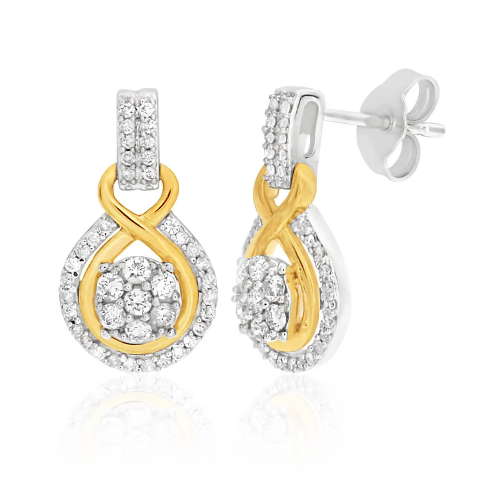 9ct Elegant White Gold Diamond Drop Earrings – Shiels Jewellers