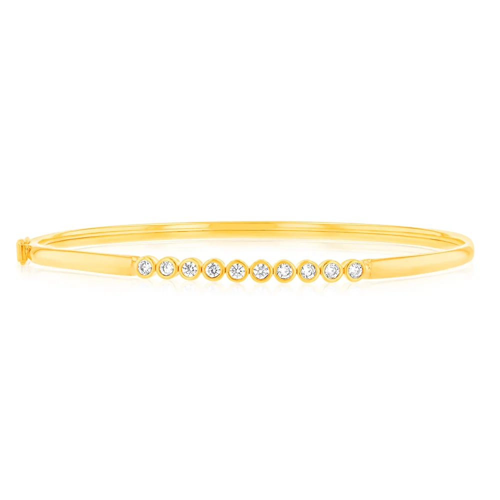 9ct Gold Filled Cubic Zirconia Bezel Set Bangle – Shiels Jewellers