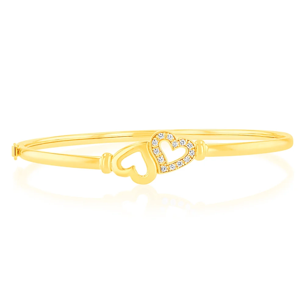 9ct Gold Silverfilled Heart Bangle – Shiels Jewellers