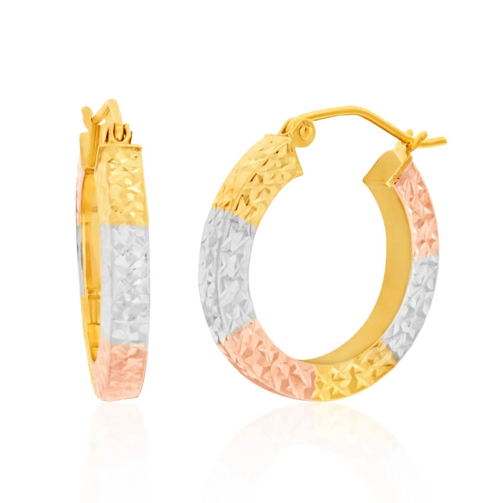 9ct Mutlitone Gold Silver Filled Square Hoops Earrings – Shiels Jewellers