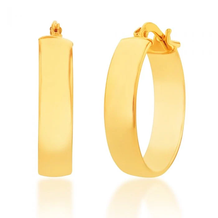 9ct Silverfilled Yellow Gold Plain 15mm Hoop Earrings – Shiels Jewellers