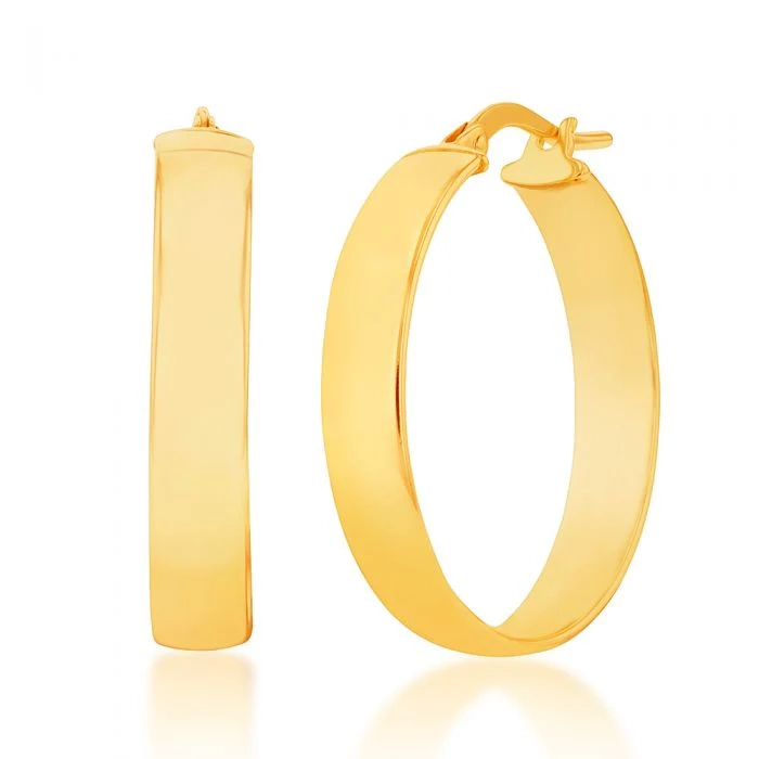 9ct Silverfilled Yellow Gold Plain 20mm Hoop Earrings – Shiels Jewellers