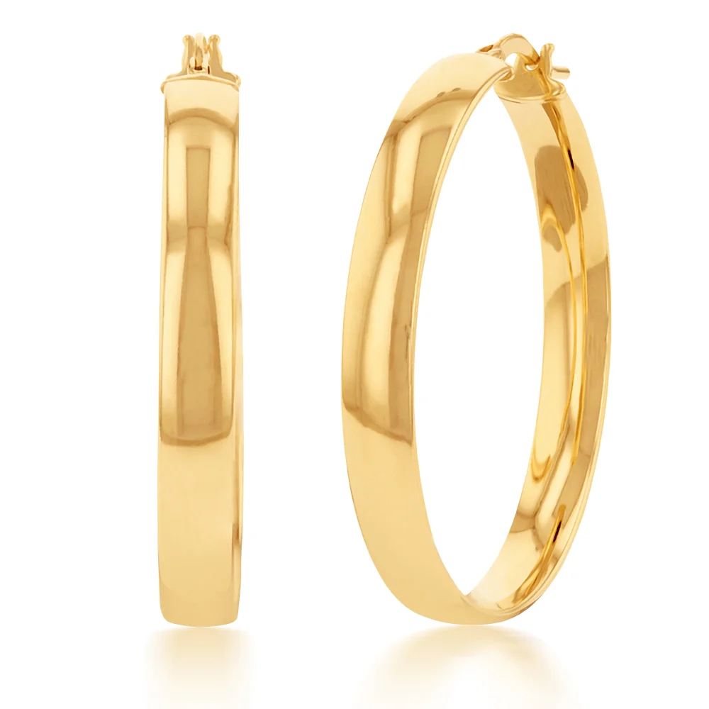 9ct Silverfilled Yellow Gold Plain 30mm Hoop – Shiels Jewellers