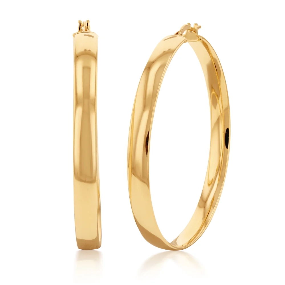 9ct Silverfilled Yellow Gold Plain 40mm Hoop Earrings – Shiels Jewellers