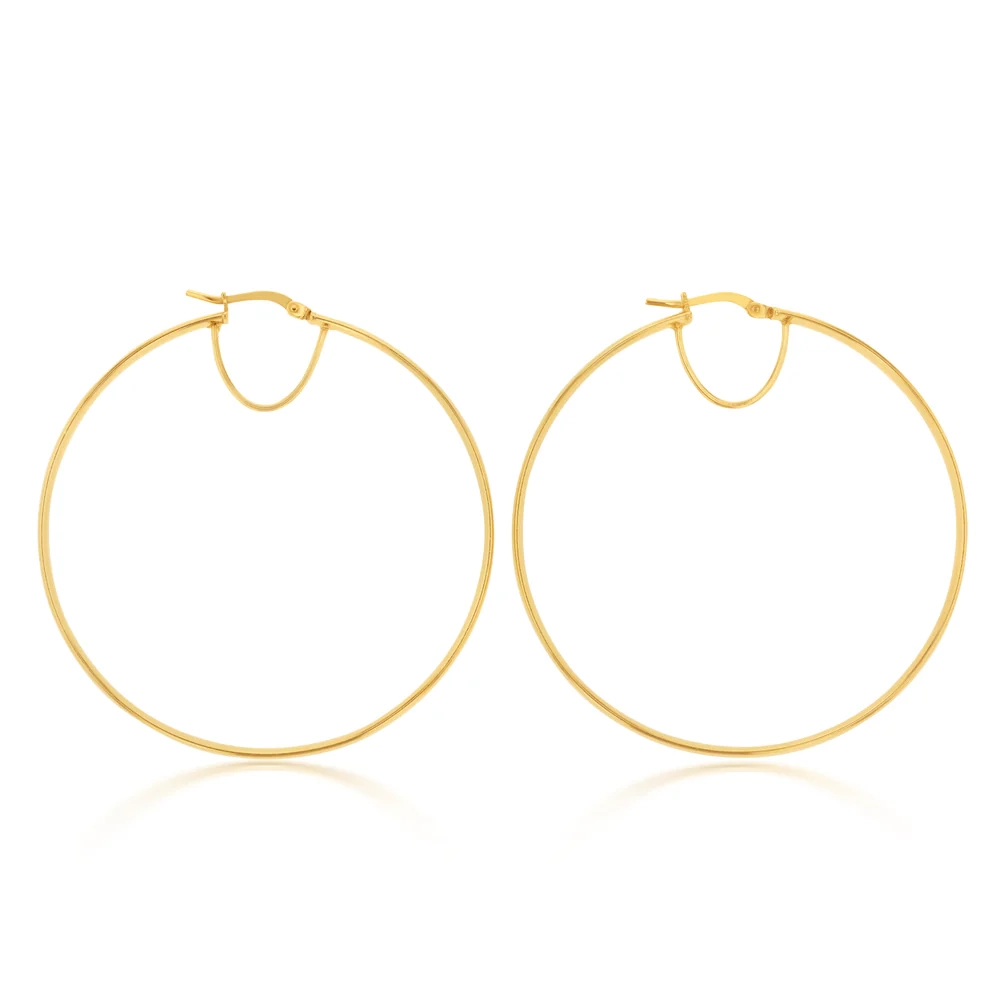 9ct Silverfilled Yellow Gold Plain 50mm Hoop Earrings – Shiels Jewellers