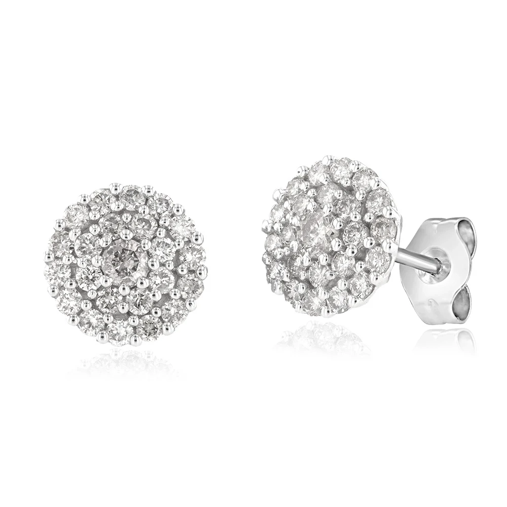 9ct White Gold 1/2 Carat Diamond Cluster Stud Earrings – Shiels Jewellers