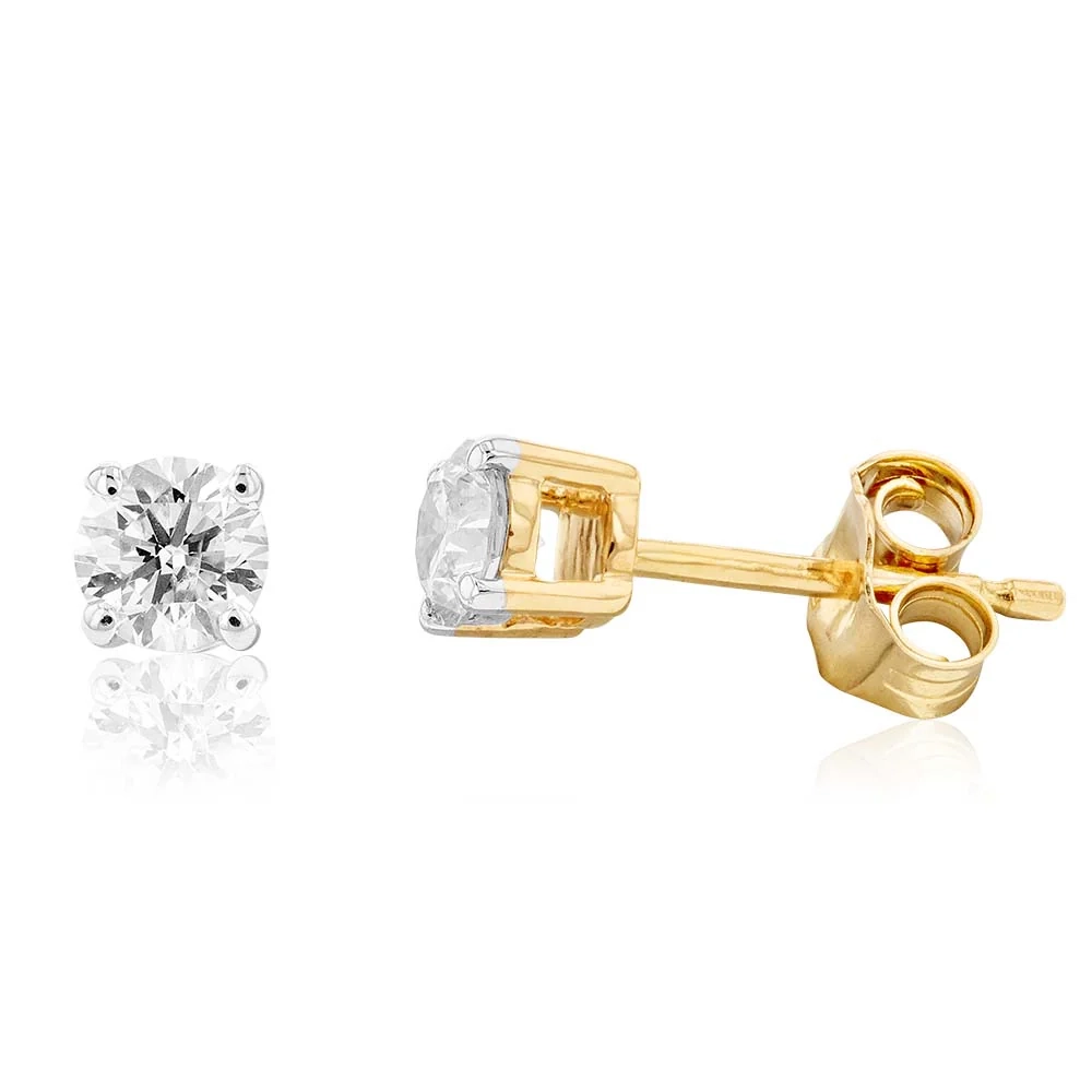 9ct Yellow Gold 1/2 Carat Solitaire Diamond Stud – Shiels Jewellers