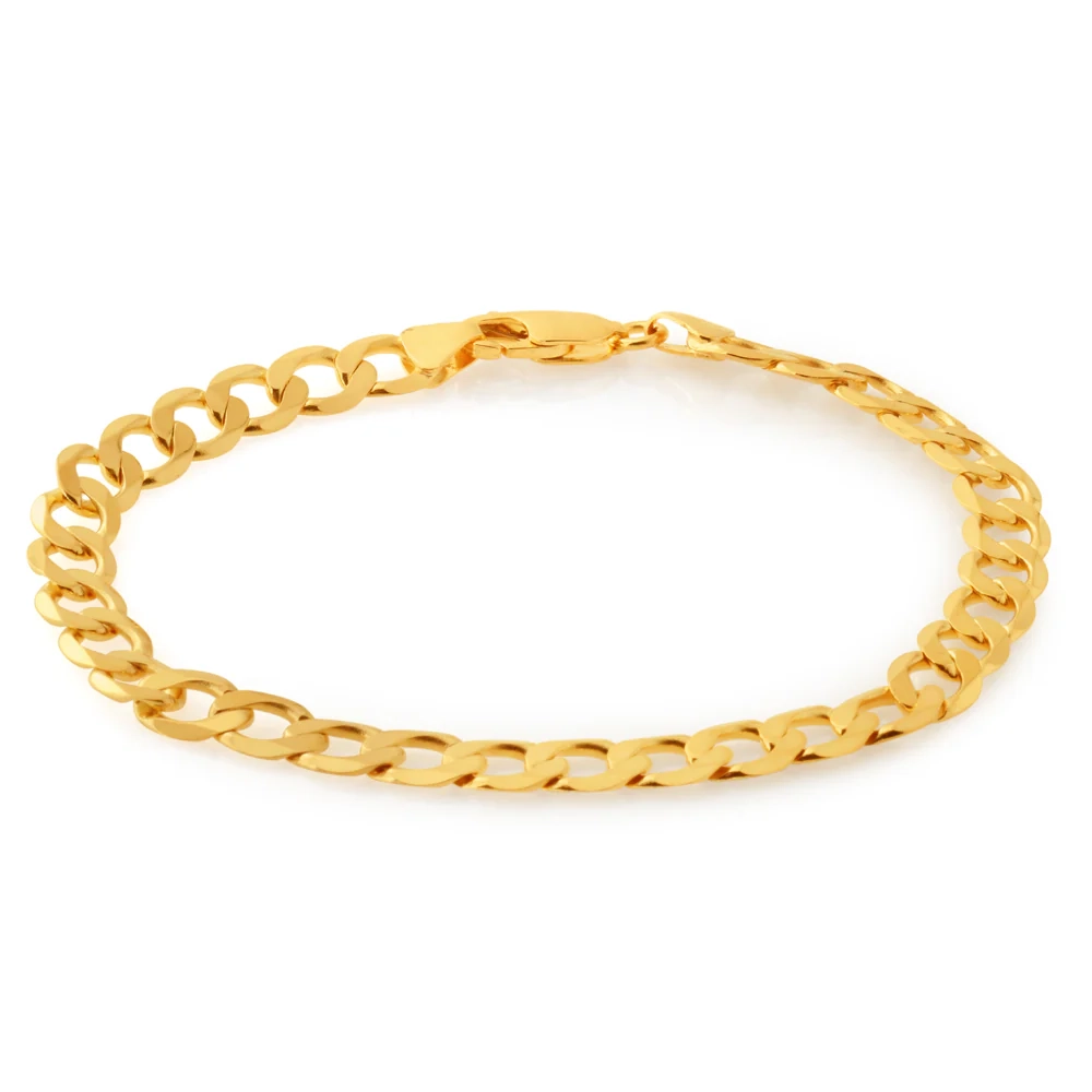 9ct Yellow Gold 21cm Curb Bracelet – Shiels Jewellers