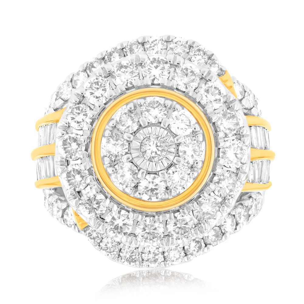 9ct Yellow Gold 3.05 Carat Diamond Ring with Brilliant and Tapered Bag – Shiels Jewellers