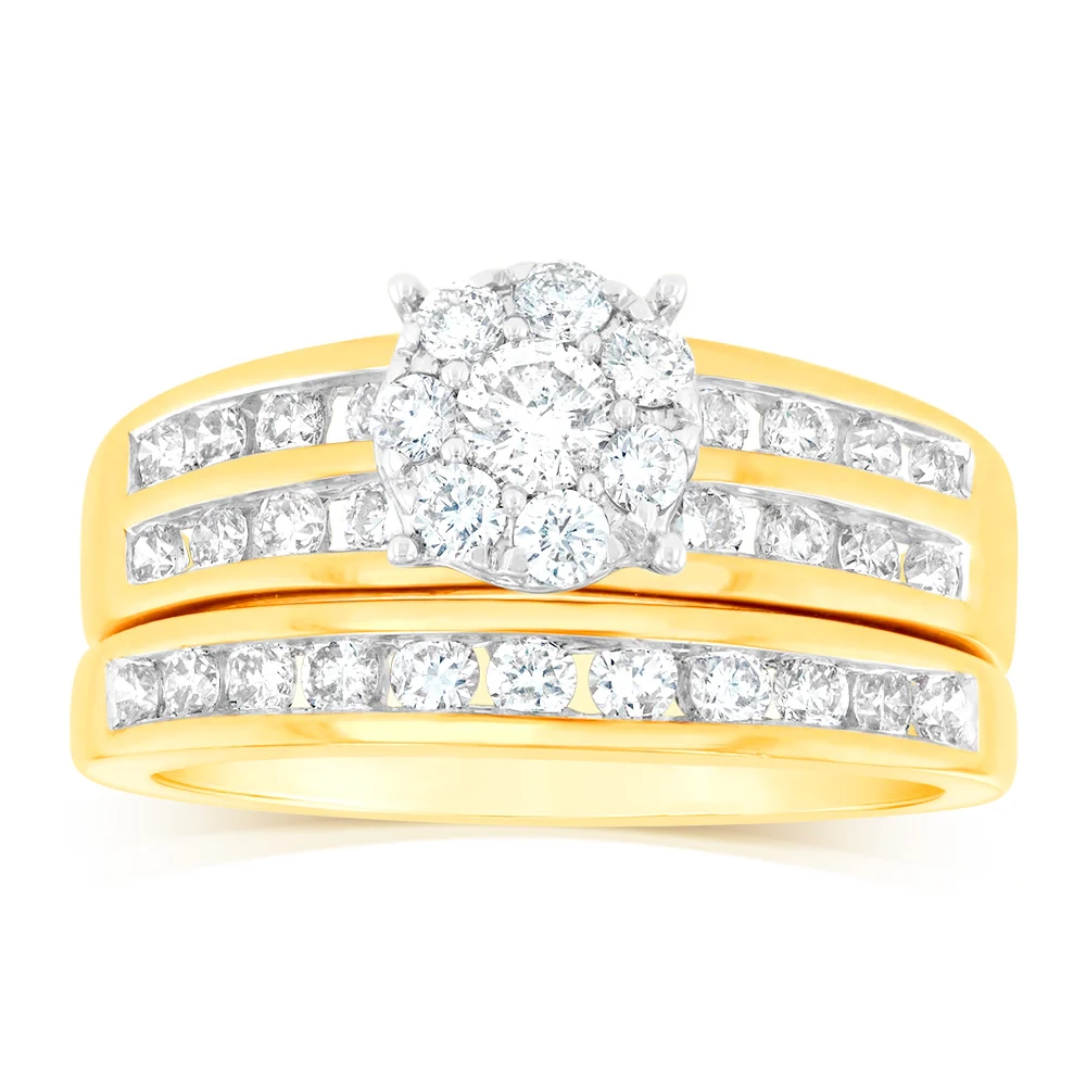 9ct Yellow Gold 3/4 Carat Diamond Bridal Ring Set – Shiels Jewellers