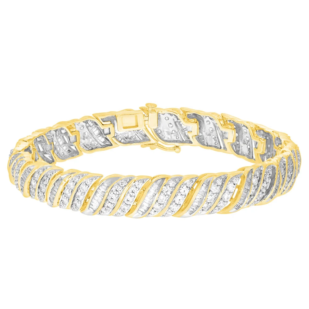 9ct Yellow Gold 5 Carat Diamond 18.5cm Bracelet with Brilliants and Ba – Shiels Jewellers