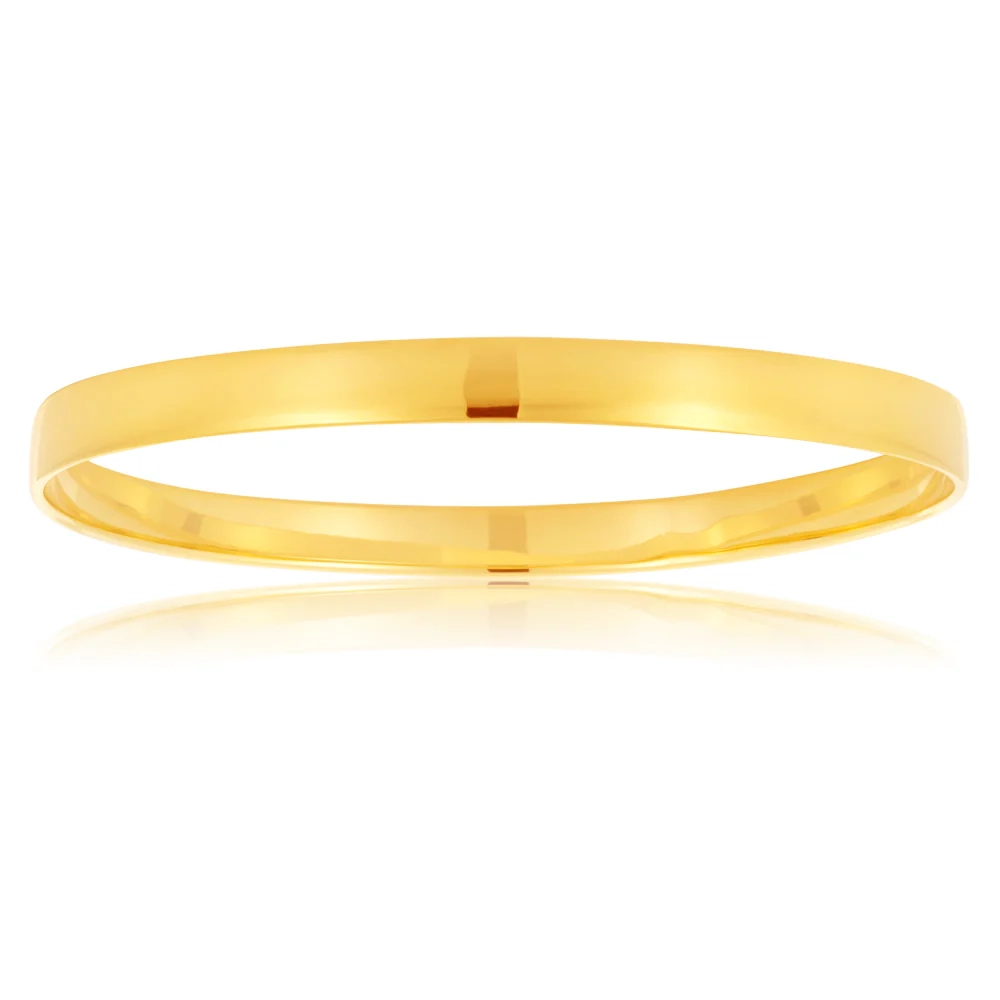 9ct Yellow Gold 6mm wide Solid Bangle – Shiels Jewellers