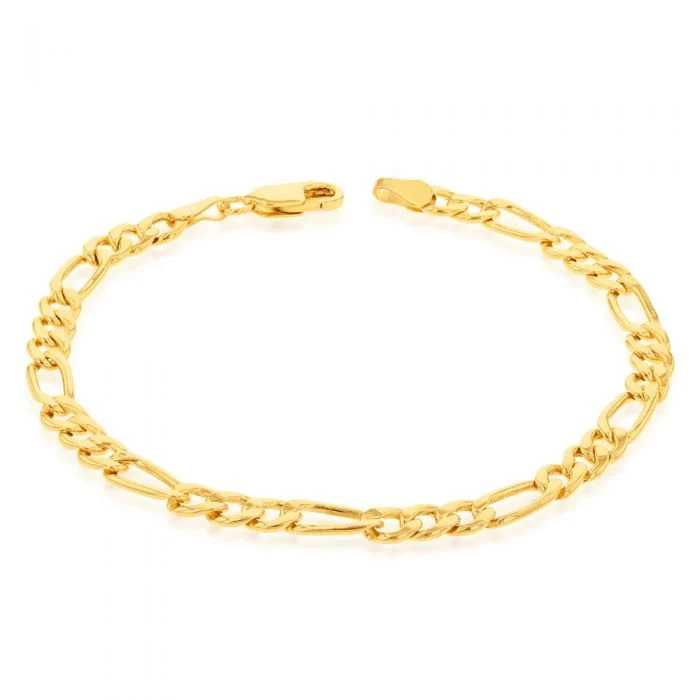 9ct Yellow Gold Copperfilled 19cm Figaro Bracelet 120Gauge – Shiels Jewellers