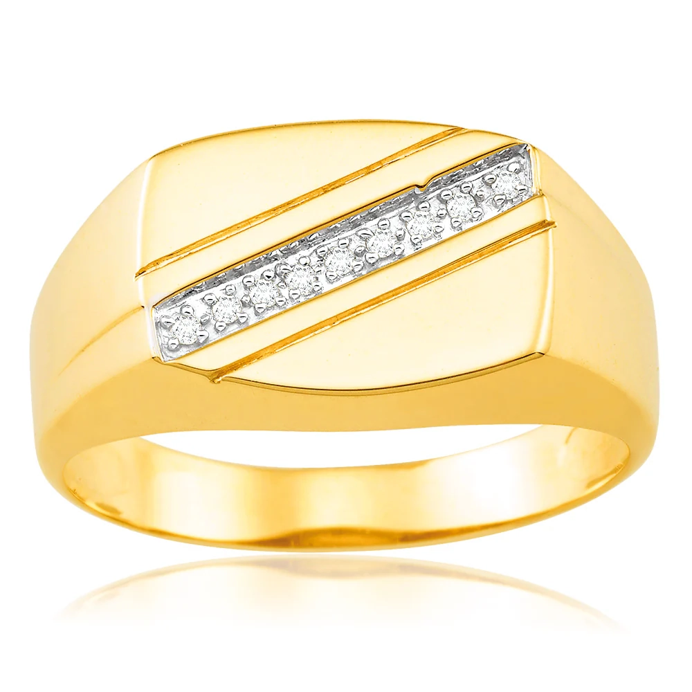 9ct Yellow Gold Diamond Ring Set with 9 Stunning Brilliant Diamonds – Shiels Jewellers