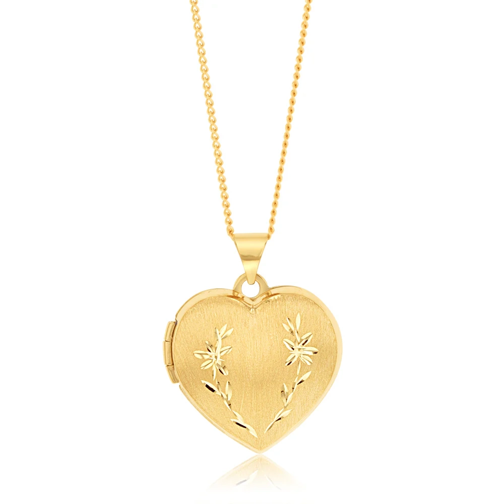 9ct Yellow Gold Engraved Heart Locket – Shiels Jewellers