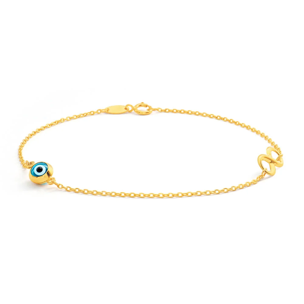 9ct Yellow Gold 'Evil Eye' and Infinity 19cm Bracelet – Shiels Jewellers