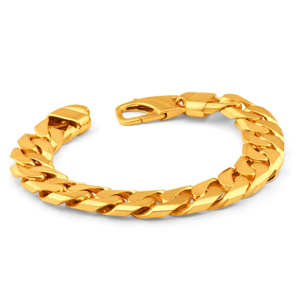 9ct Yellow Gold Heavy Curb Link 23cm Bracelet 450 Gauge – Shiels Jewellers