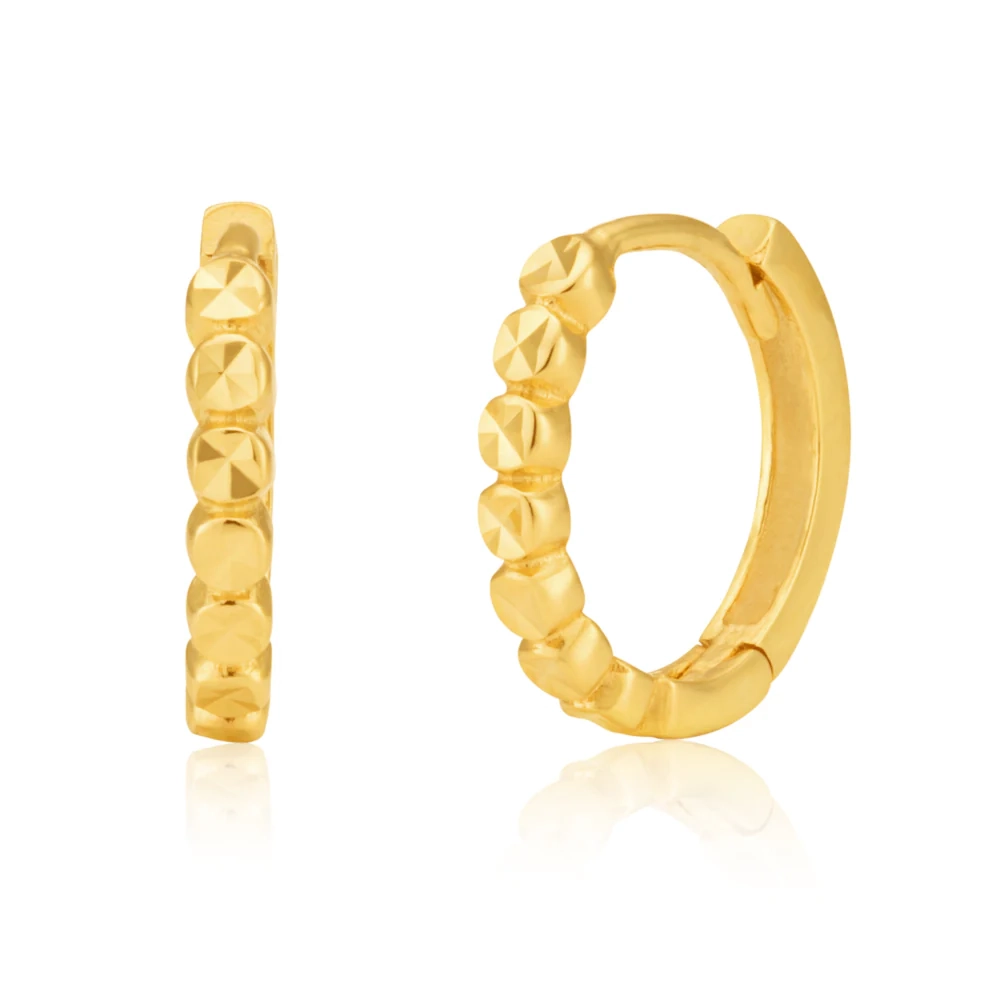 9ct Yellow Gold Hoop 9mm Diamond Cut – Shiels Jewellers